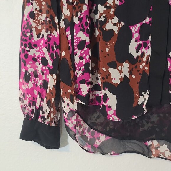 Diane Von Furrstenberg Lorelai Print Chieff In Cheetah Splash Pink Blouse 10 - Picture 3 of 11